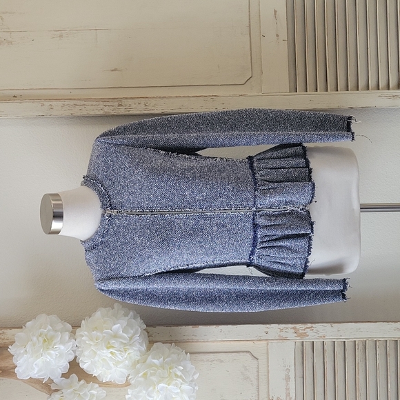 Rebecca Taylor tweed fringed full front zip peplum jacket women's size 6 - Picture 5 of 13